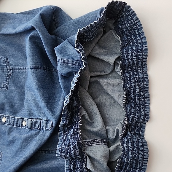 Jessica Women's Dark Denim Cotton Top 3/4 Sleeves 1/2 Button Up Size S - Picture 7 of 13